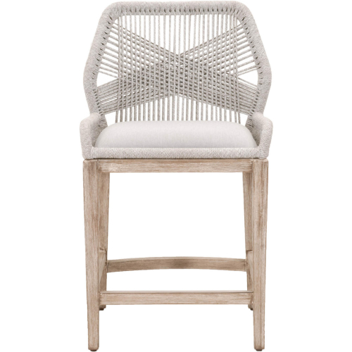 Loom Counter Stool in Taupe & White Flat Rope & Grey Fabric 6808CS.WTA/PUM/NG